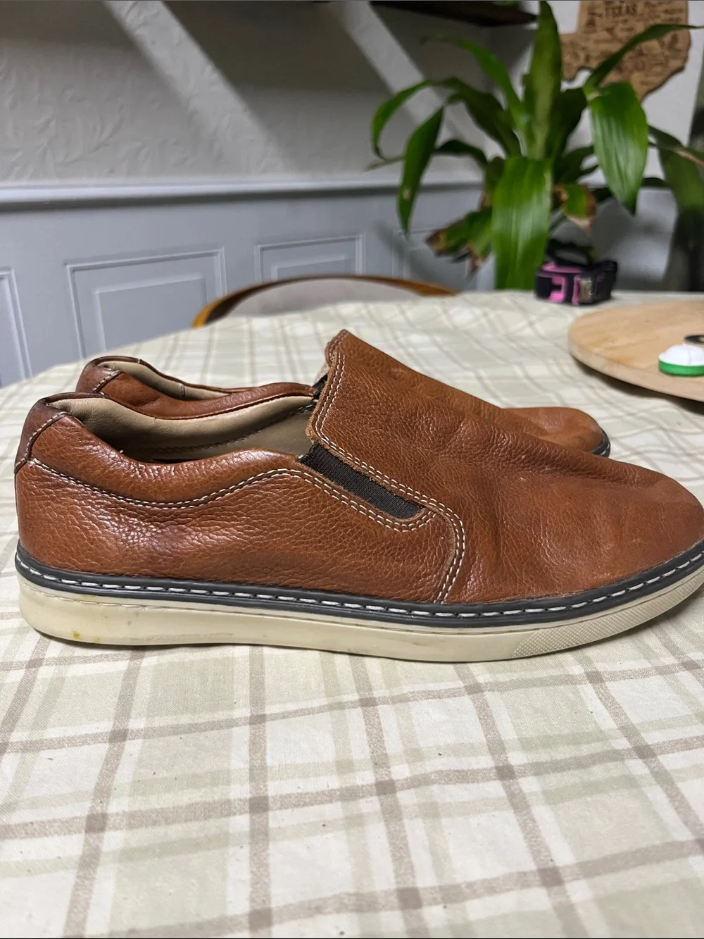 Johnston & Murphy Tan Brown Leather Slip-On Loafers